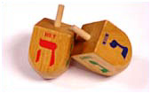 Dreidels used  in play on Hanukkah